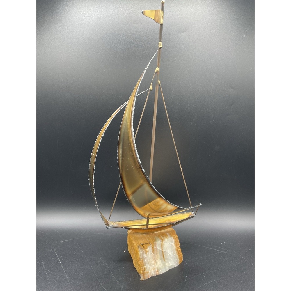 Signed Brass Sailboat Sculpture by‎ Mario Jason 15.25"